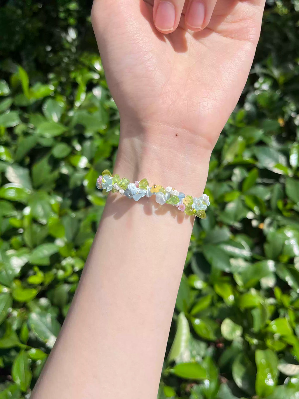 退潮studios原创设计macrame小藤花春和景明清天然橄榄石手链手绳