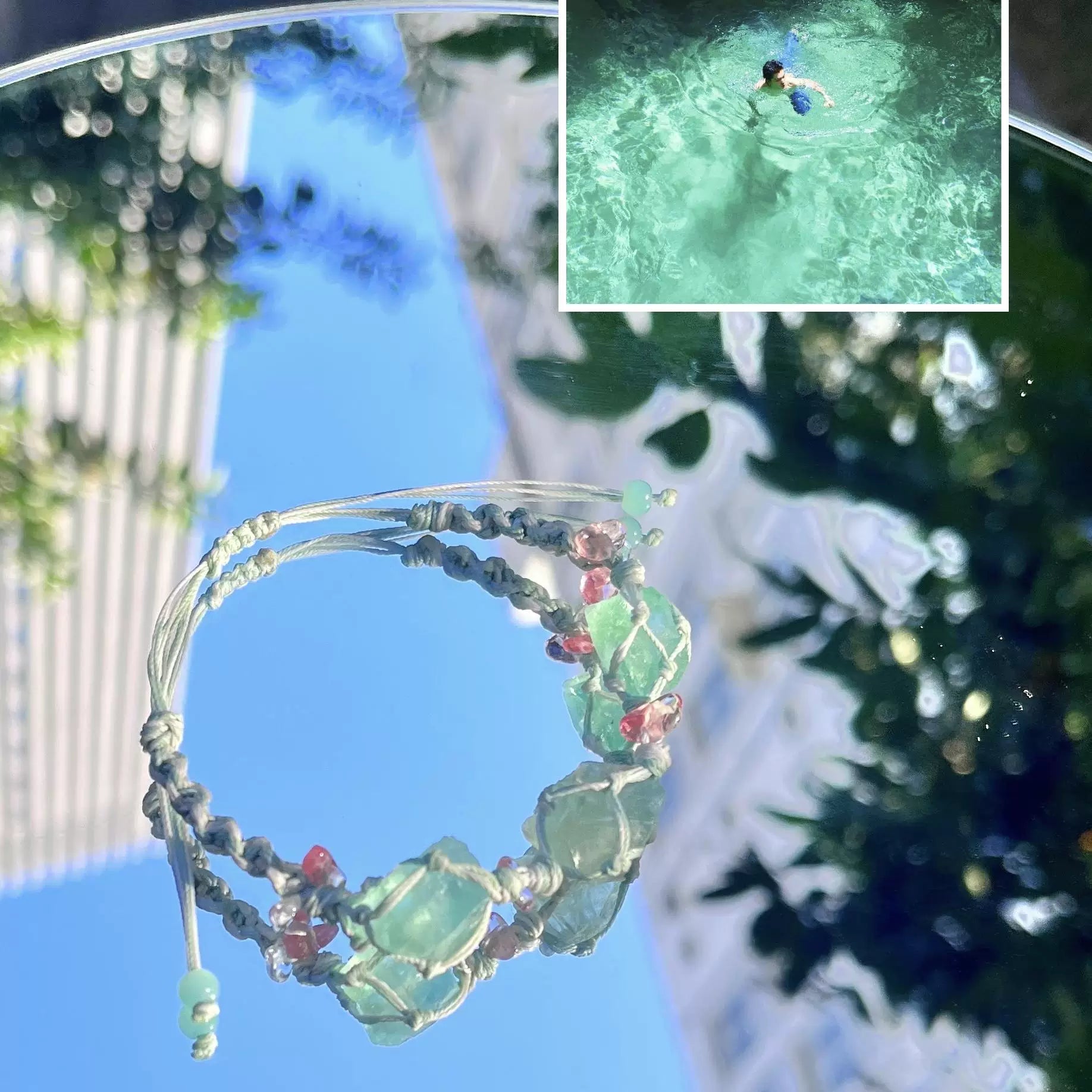 【退潮原创正版】设计macrame手工编制水晶手链天然绿萤石原石