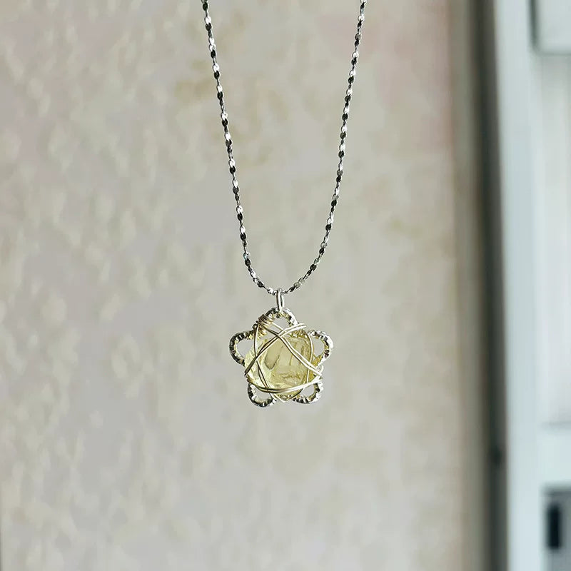 蓝屿island手工绕线项链琉璃吊坠女小众设计感高级轻奢气质锁骨链