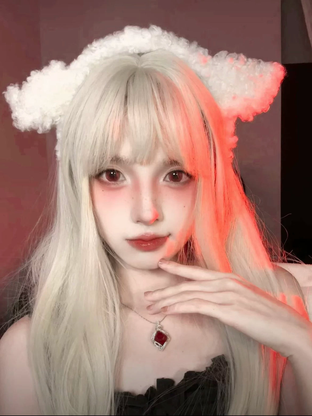【退潮原创设计】手工绕线琉璃水晶石榴红蛋白石项链吊坠百搭简约