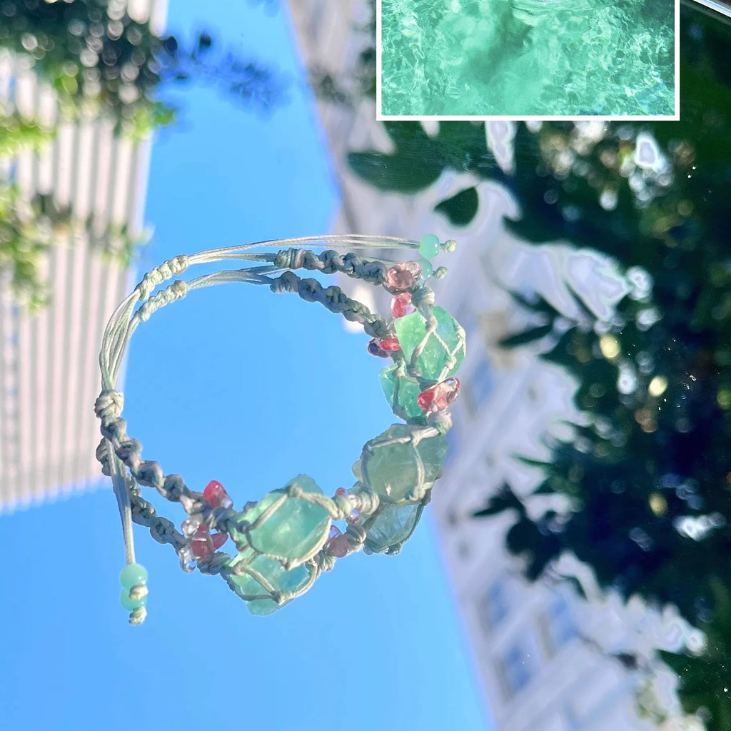 【退潮原创正版】设计macrame手工编制水晶手链天然绿萤石原石
