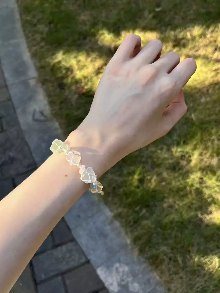 【退潮原创设计】专辑配色水晶macrame手工编绳手链 ifyou粉晶